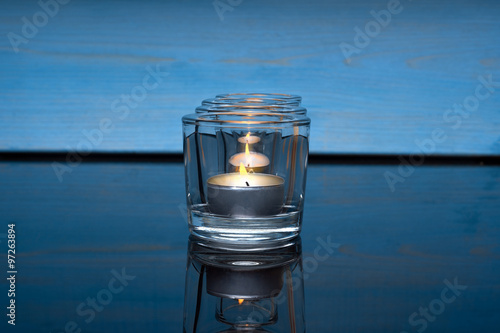 candles on a blue background