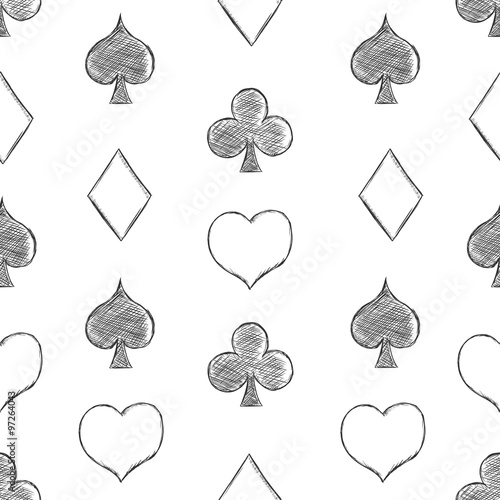 Vector Seamless Playing Cards Suits Pattern