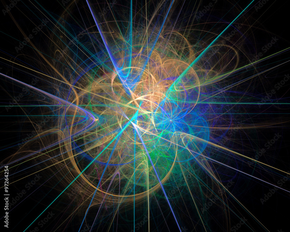 Abstract fractal design. Bubbles and star on black. Abstract fractal design. Bubbles and star on black.