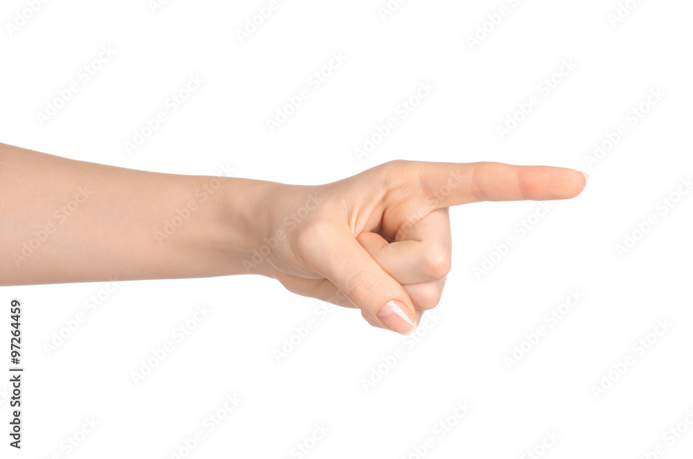 Beauty and Health theme: beautiful elegant female hand show gesture on an isolated white background in studio Beauty and Health theme: beautiful elegant female hand show gesture on an isolated white background in studio