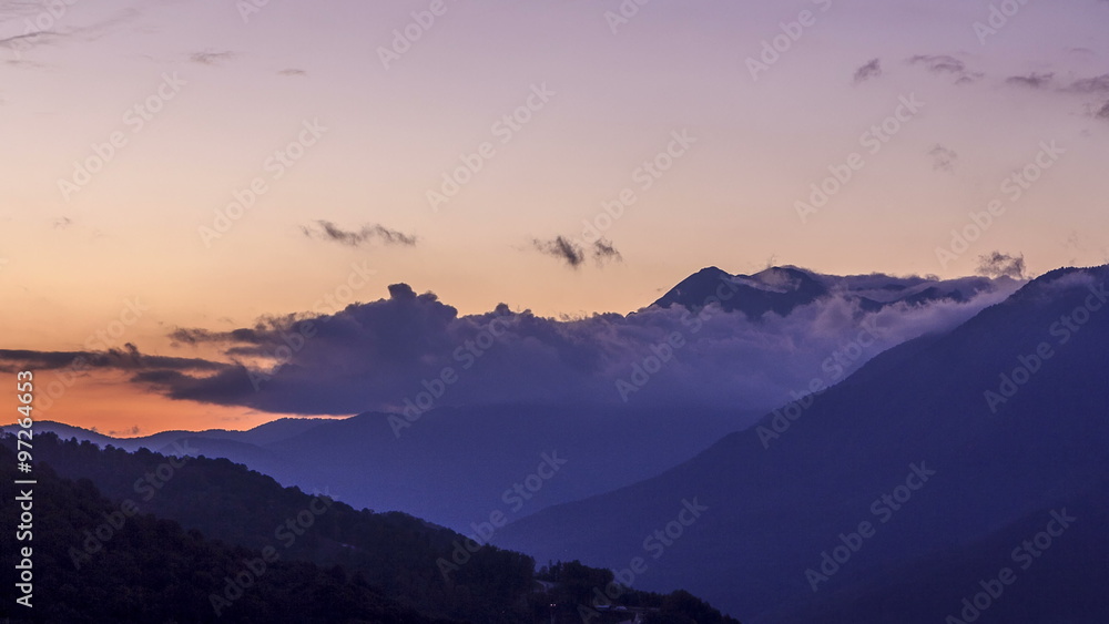 Autumn in High Mountains at sunset. Sochi, Russia. Krasnaya Polyana timelapse Autumn in High Mountains at sunset. Sochi, Russia. Krasnaya Polyana timelapse