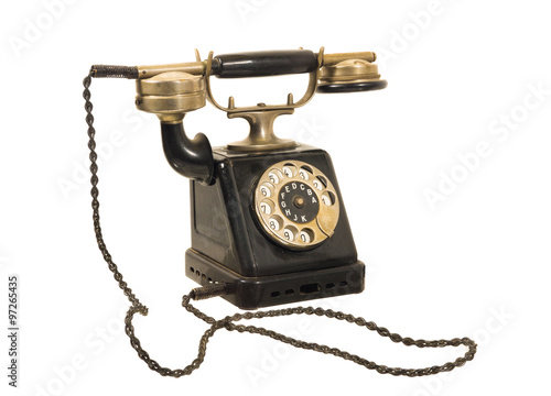 altes antikes wählscheiben-telefon um 1900