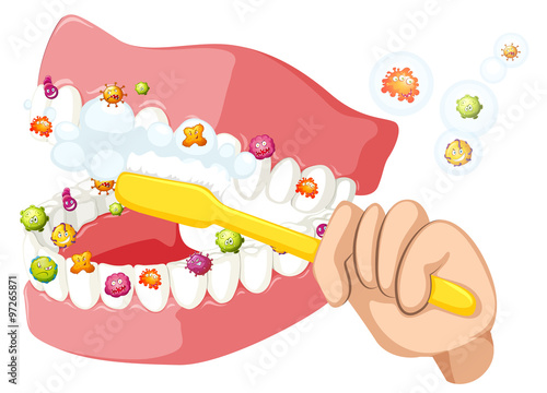 Brushing teeth and cleaning out bacteria