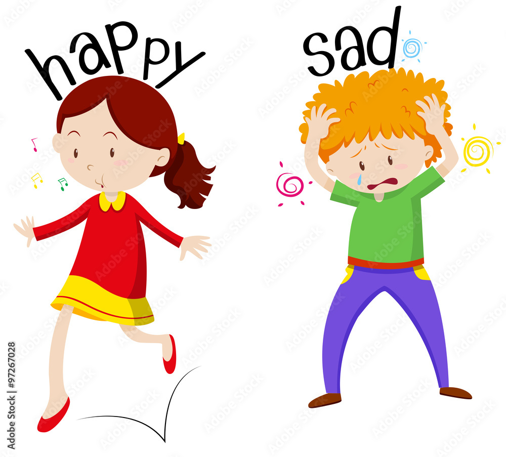 Happy girl and sad boy Happy girl and sad boy