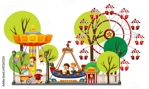 Children playing in the theme park