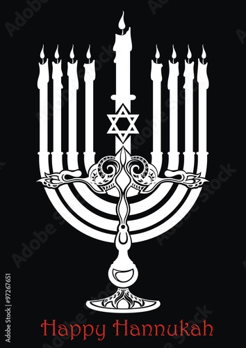 Hanukkah Menorah on black background
