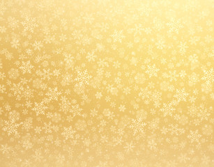 Winter snowflakes gold background