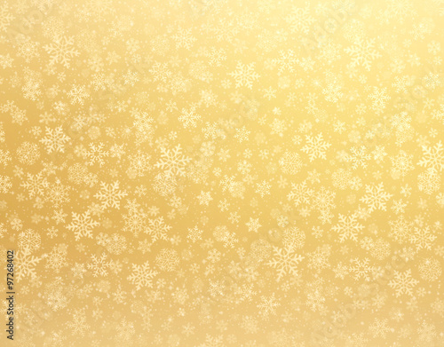 Winter snowflakes gold background