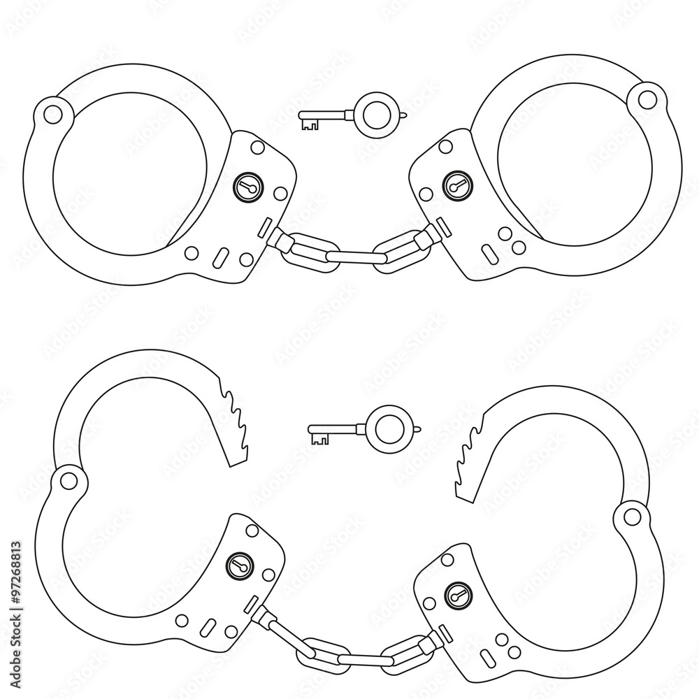 Police handcuffs. Unlocked and locked. Stock Vector Adobe Stock