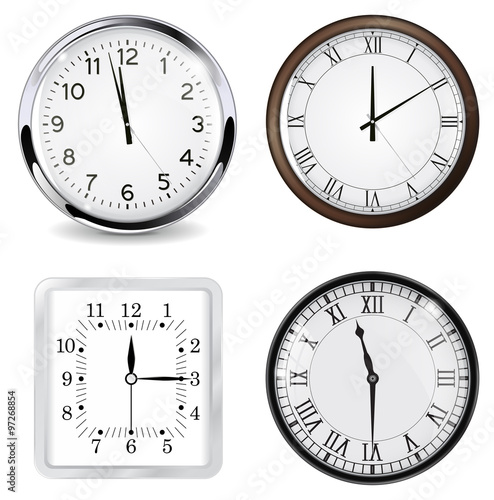 Clock with roman numbers. White square clock.