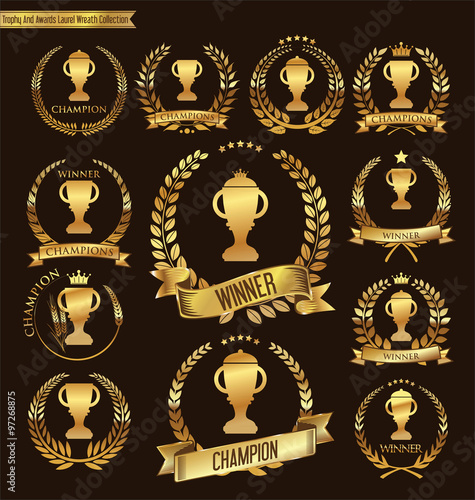 Trophy and awards laurel wreath collection
