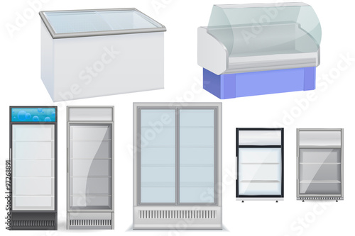 Fridge Drink with glass door. Mini display cooler. Freezer and refrigerator.