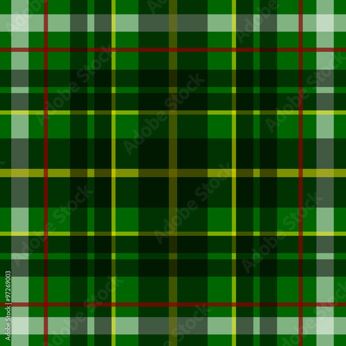 Vector seamless scottish tartan pattern in green, black and yellow