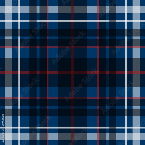 Vector seamless scottish tartan pattern in blue, black and white