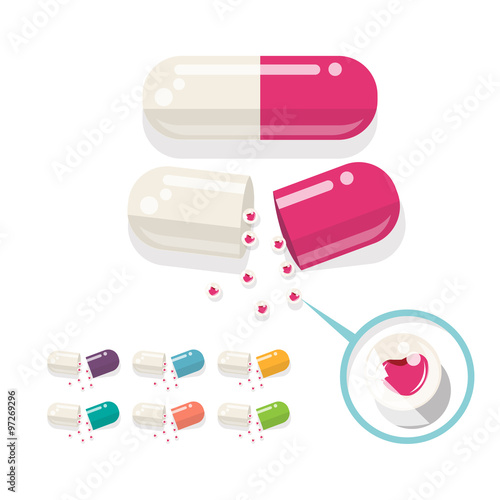 medicine with love. love pill - vector