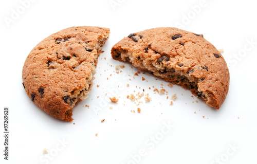 Chocolate chip bite cookies isolated