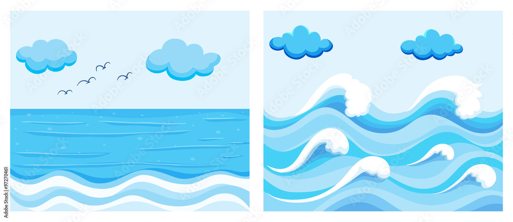 Ocean scene with waves Ocean scene with waves