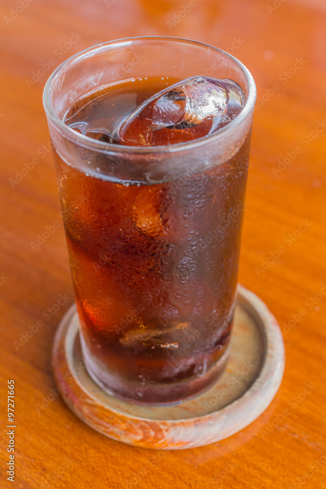Glass of soft drink with ice Glass of soft drink with ice