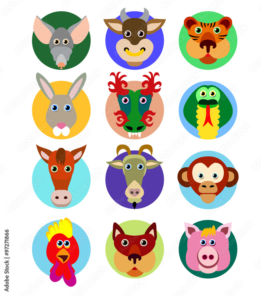 Obraz premium Chinese zodiac animal icons