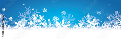 Blue snowflakes banner, snow banner, winter background