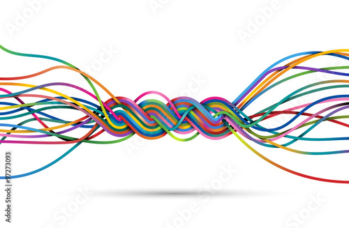 Braid of colorful lines, eps10 vector