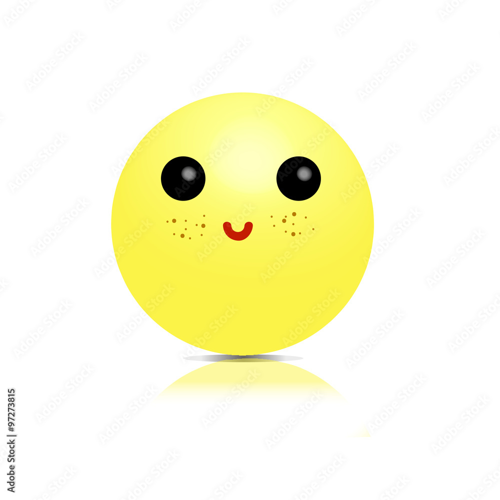 Fototapeta premium Vector Cute smiley face with freckles. 