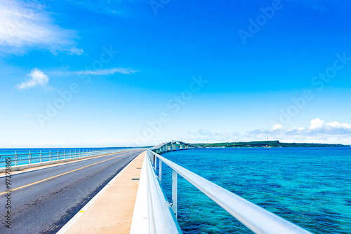 Sea, bridge, landscape. Okinawa, Japan. © dreamsky