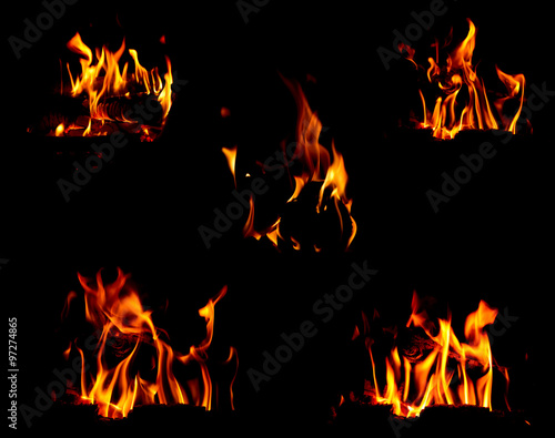 Bonfire set over black background