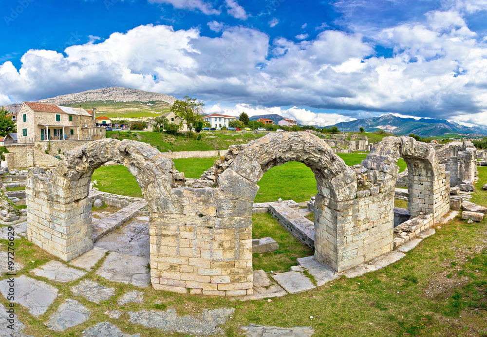 Historic stone amphitheatre in ancient Solin