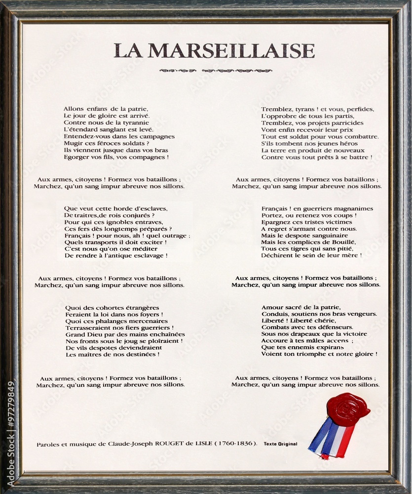 La Marseillaise, hymne national de la France Stock 写真 | Adobe Stock