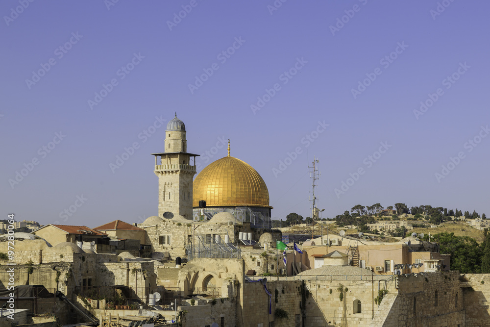 Minaret and mousque of Al-aqsa in Jerusalem