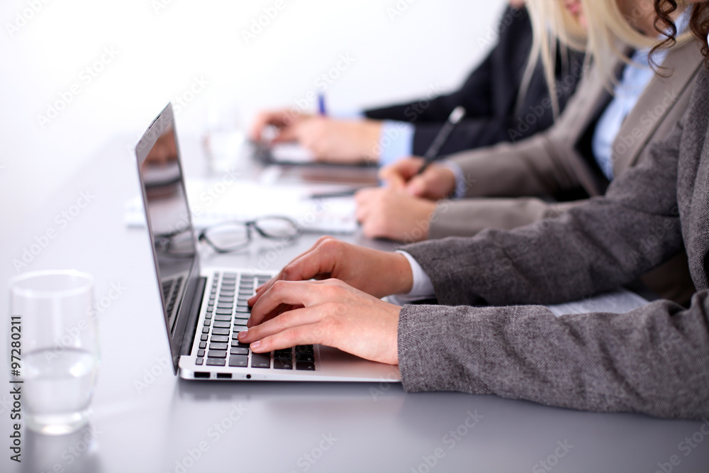 Group of business people working together in office Group of business people working together in office
