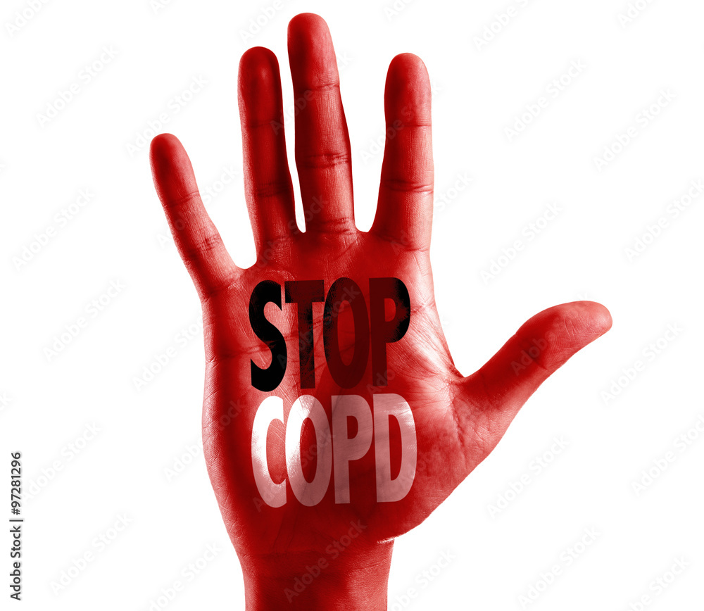 Stop COPD written on hand isolated on white background Stop COPD written on hand isolated on white background