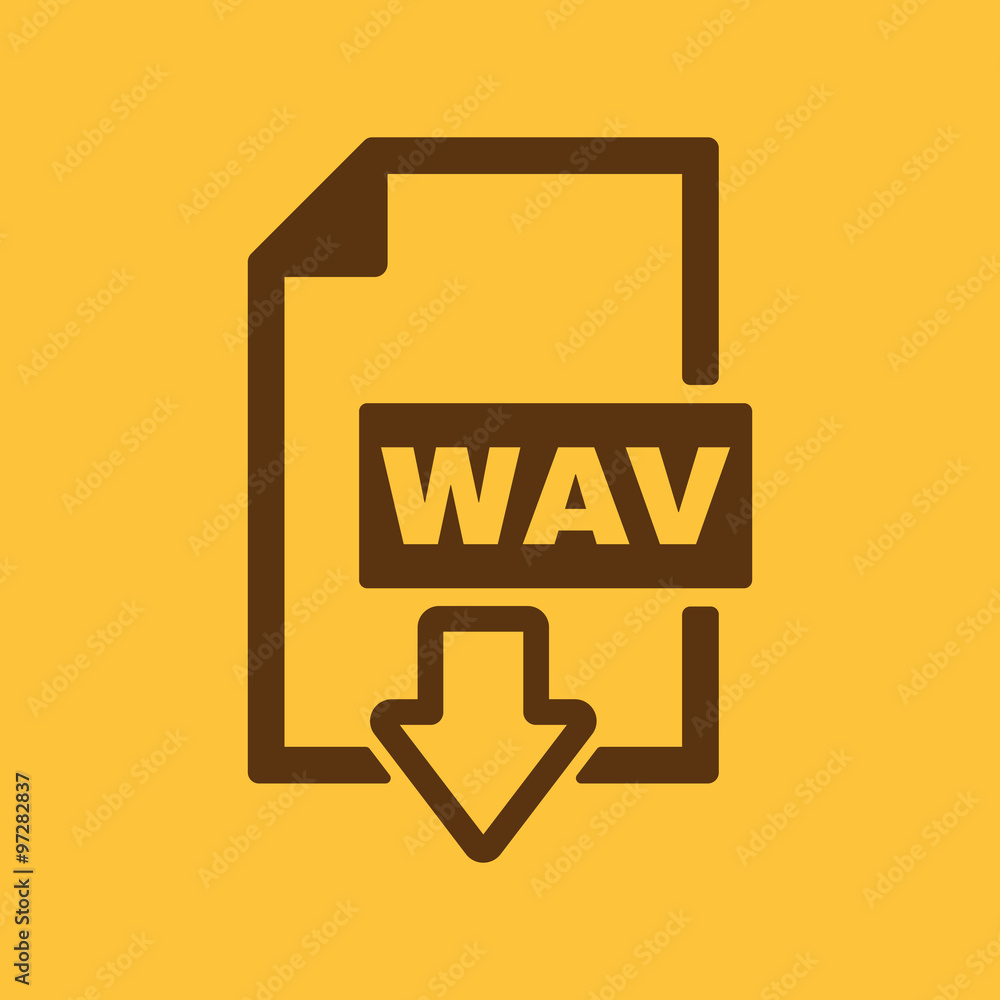 The WAV icon. File audio format symbol. Flat The WAV icon. File audio format symbol. Flat