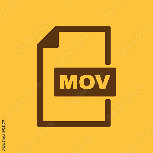 The MOV icon. Video file format symbol. Flat