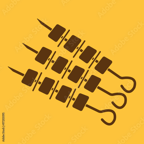 The shashlik icon. Kebab and barbecue symbol. Flat