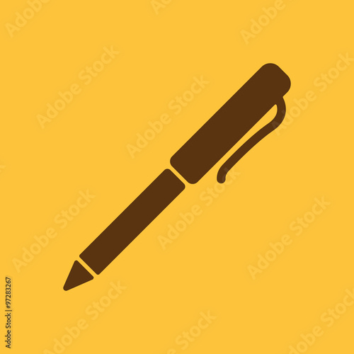 The pen and ballpoint icon. Writing symbol. Flat