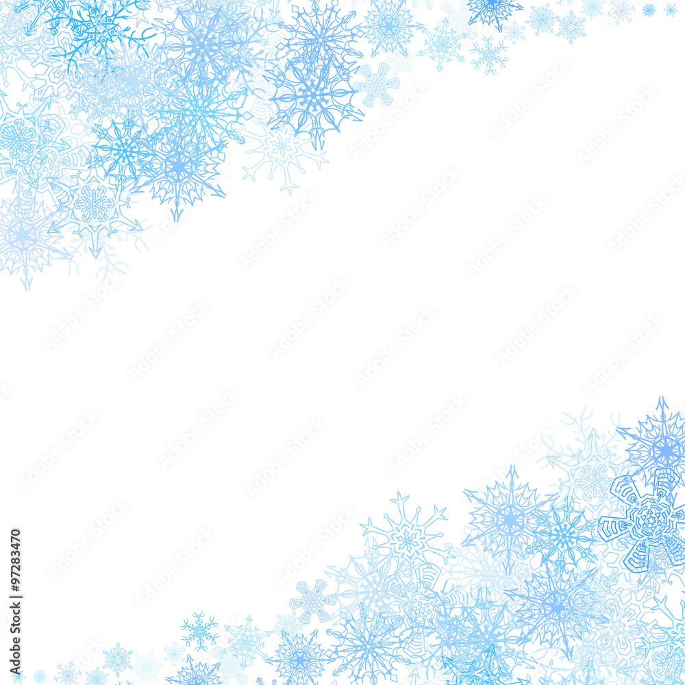 Christmas frame with small blue snowflakes