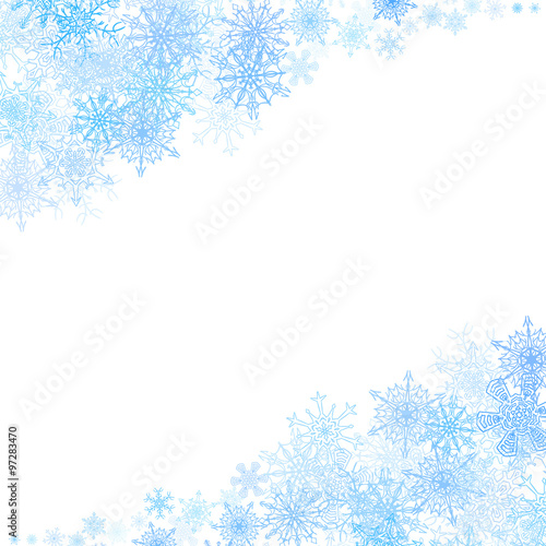 Christmas frame with small blue snowflakes