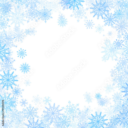 Rectangular frame with small blue snowflakes