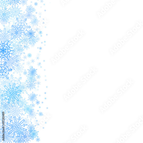 Christmas frame with small blue snowflakes