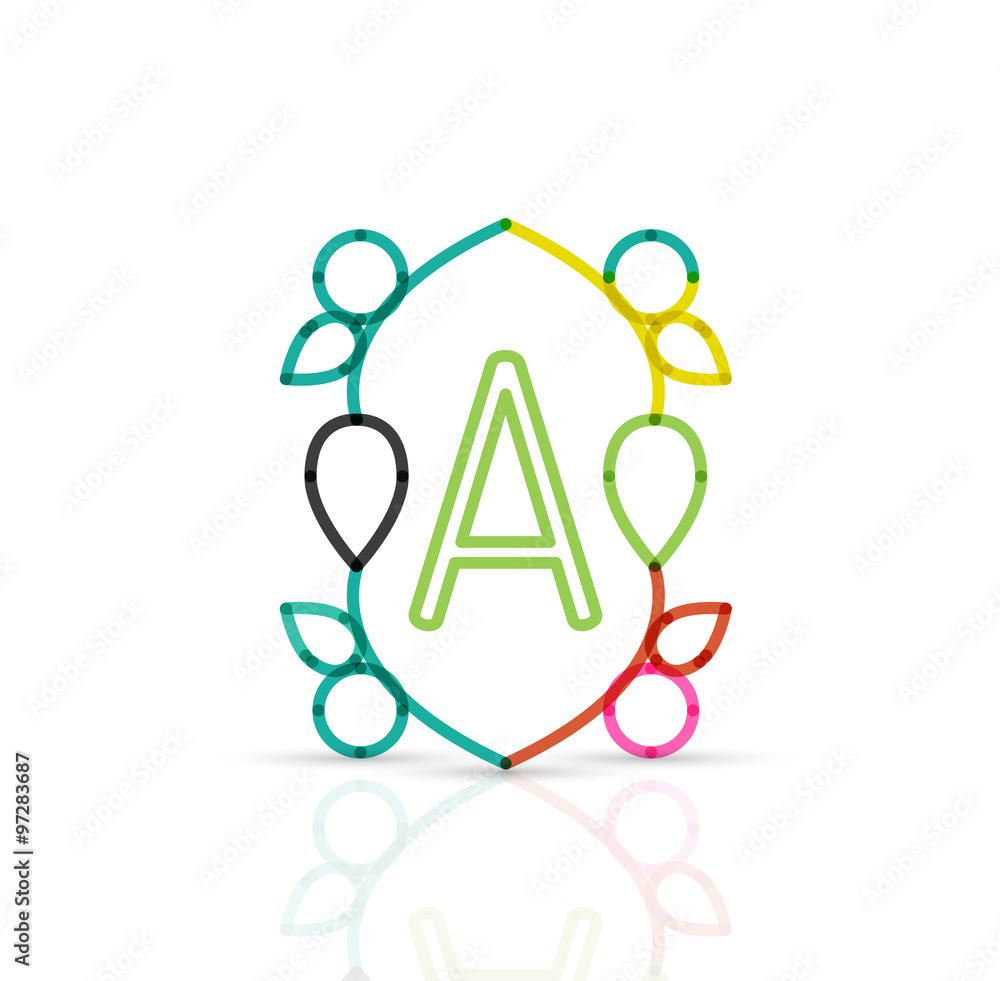 Abstract geometric linear hipster floral icon, frame design, flat style Abstract geometric linear hipster floral icon, frame design, flat style