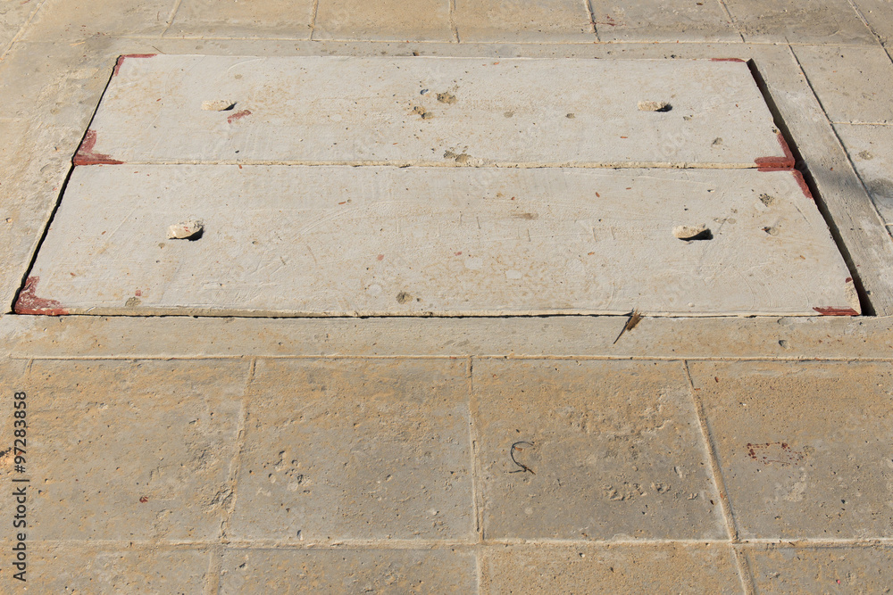 Manhole concrete cover install outdoor for Drainage system