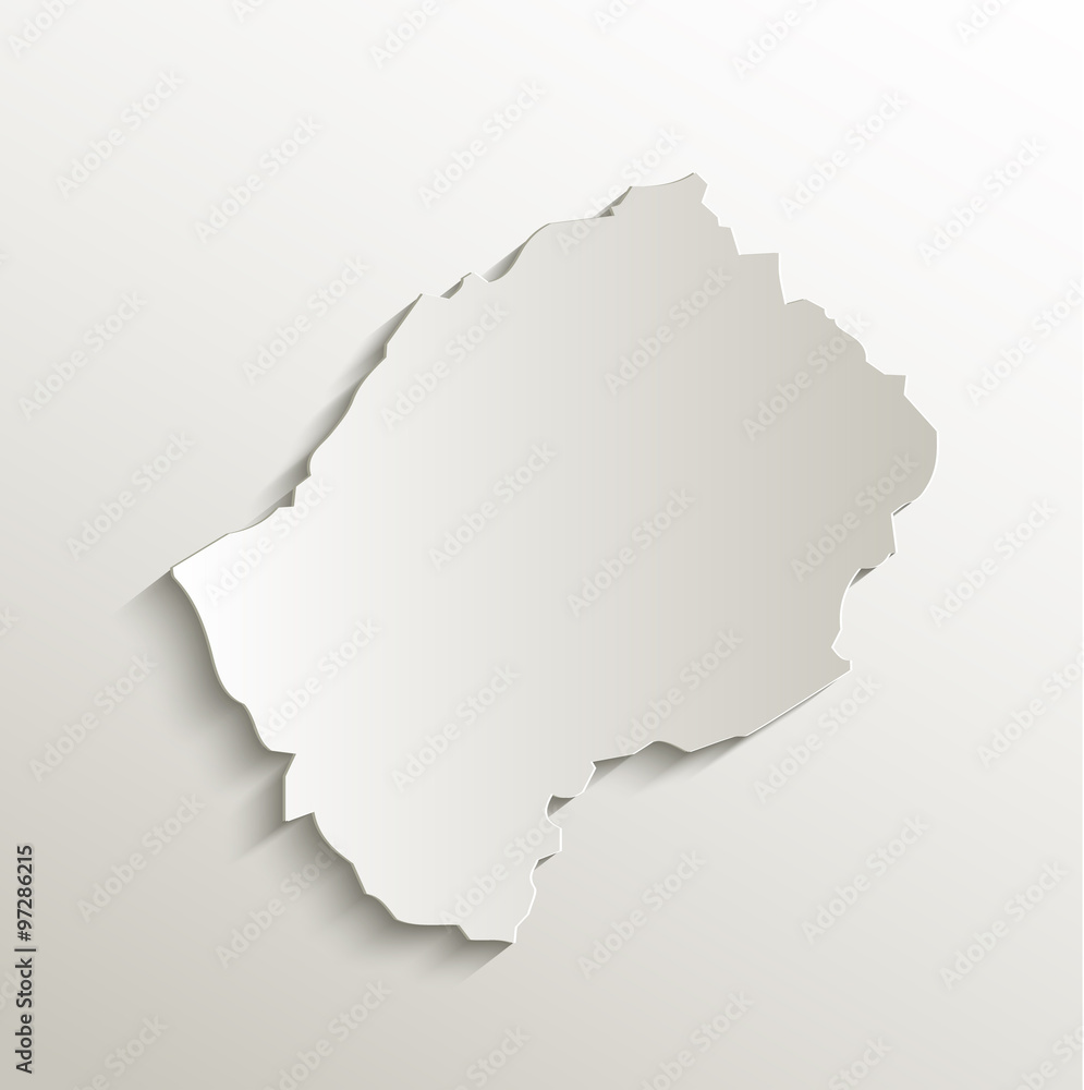 Lesotho map card paper 3D natural vector