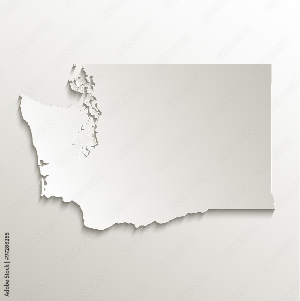 Washington map card paper 3D natural vector Washington map card paper 3D natural vector