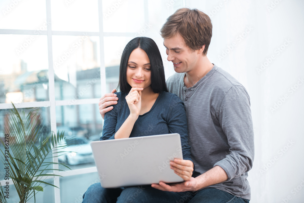 Young beautiful couple at home Young beautiful couple at home