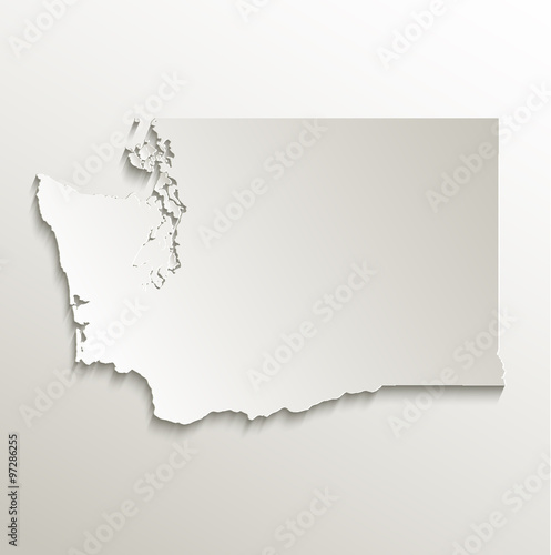 Washington map card paper 3D natural vector