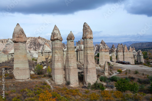 Unique geological formations in Cappadocia, Central Anatolia, Turkey