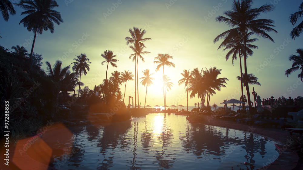 Beautiful sunset on a tropical beach.