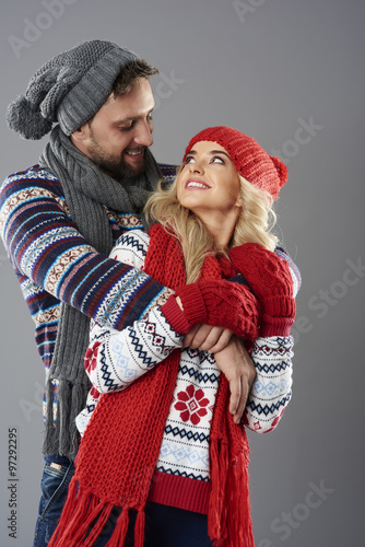 Man warming up his girlfriend